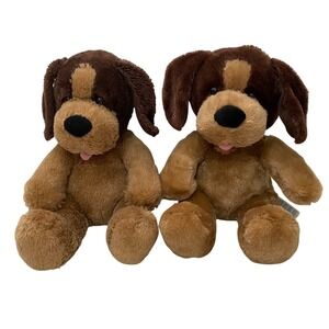 Build a Bear Plush Dog 11" Brown Lot of 2 Puppy Hound‎ Blep Super Soft Stuffed